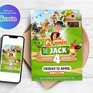 Birthday Template Invitation - Editable Birthday Invitation - Printable Birthday Invitation - Birthday Invitation - Zenon Birthday Farm kid