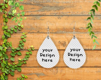 Teardrop Earring Mockup, PNG Template