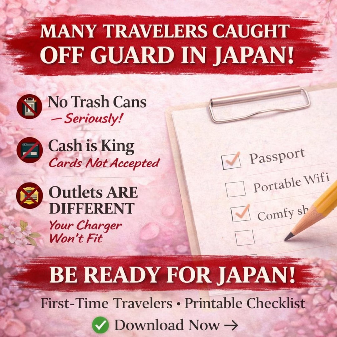 Essential Japan Checklist Printable, Backpack Daily Walking Travel ...