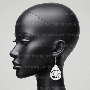 Mockup, Black Mannequin Teardrop, easy mockup, pair mockup,earring mock template,earring mockup templates,black girl woman png, earring mock