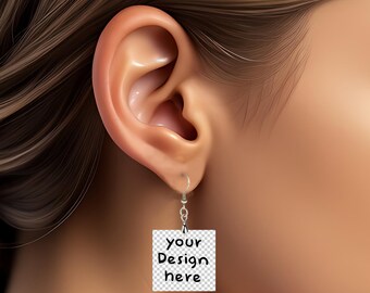 Mockup, Mockup di orecchini quadrati, bruna, mockup png, modello mock, modelli di mockup di orecchini, download digitale, downloader istantaneo, mock