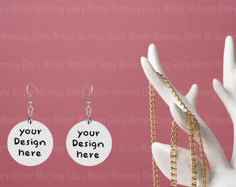 Round Earring Mockup, PNG Template (Digital File)