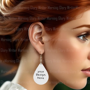 Mockup, Red head Teardrop Earring mock, png mockup,mock template,earring mockup templates, digital download, instant downloader,mock