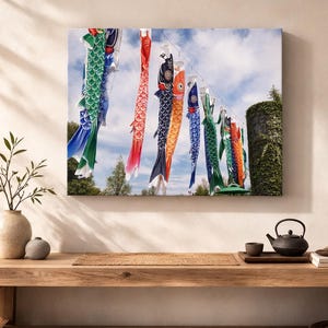 Japanese Koinobori Carp Flags Canvas Art – Nagoya Zen Japandi Decor
