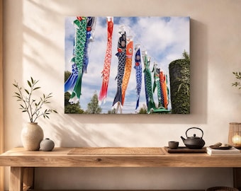 Japanese Koinobori Carp Flags Canvas Art – Nagoya Zen Japandi Decor