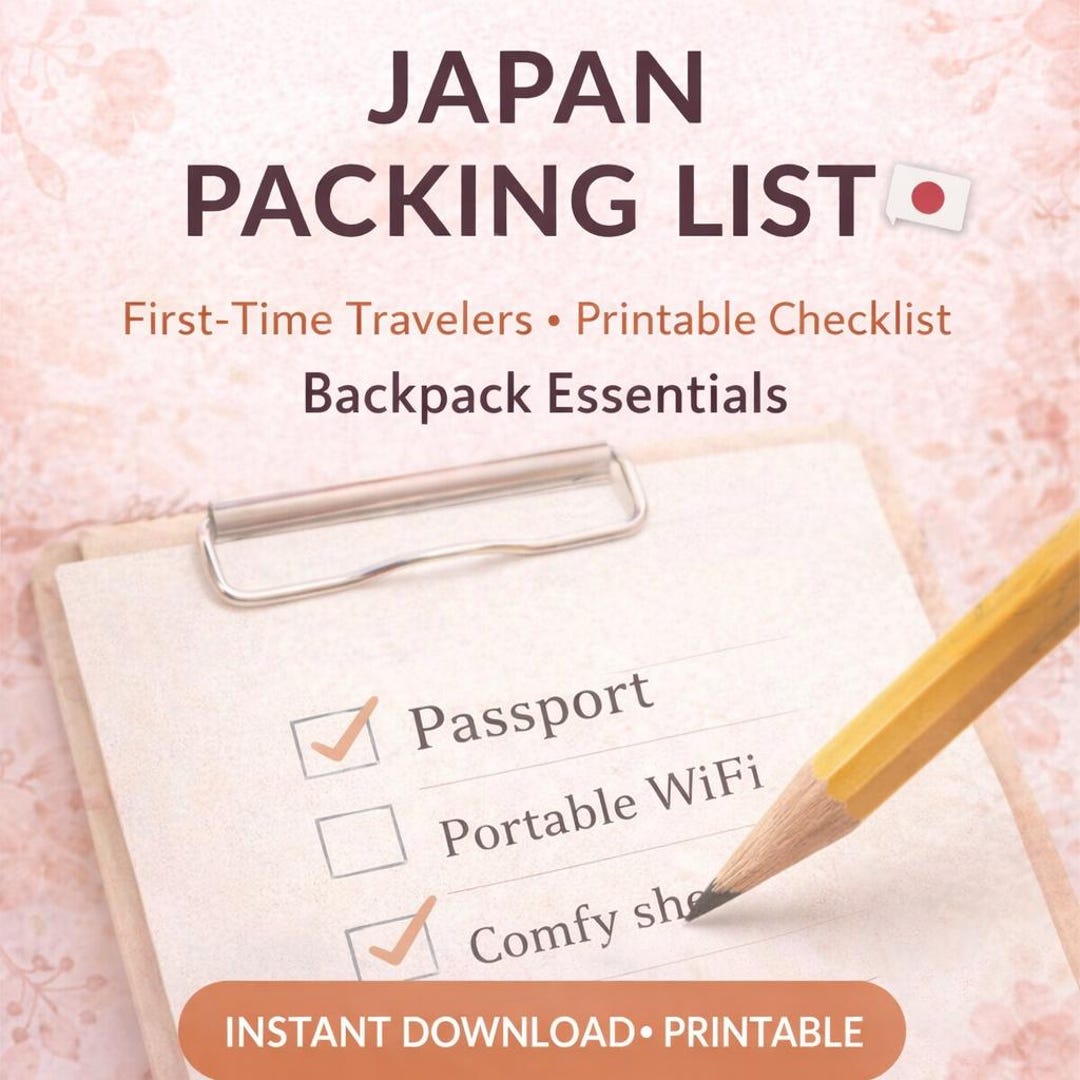 Japan Checklist Japan Backpack Checklist Printable, Daily Walking Travel Essentials ...