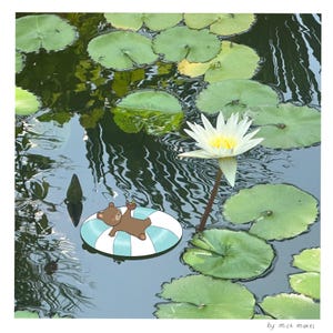 Cute Bear Print, Bear Illustration, Cute Art, Pool Illustration, Almost Free!