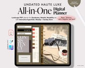 Undated Haute Luxe Digital Planner iPad, GoodNotes & Notability Hyperlinked PDF, Monthly Weekly Daily Layouts + Stickers, Pistachio color