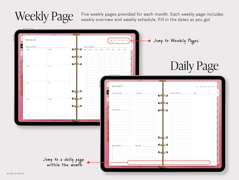 Undated Haute Luxe Digital Planner for Ipad, Goodnotes & Noteful ...