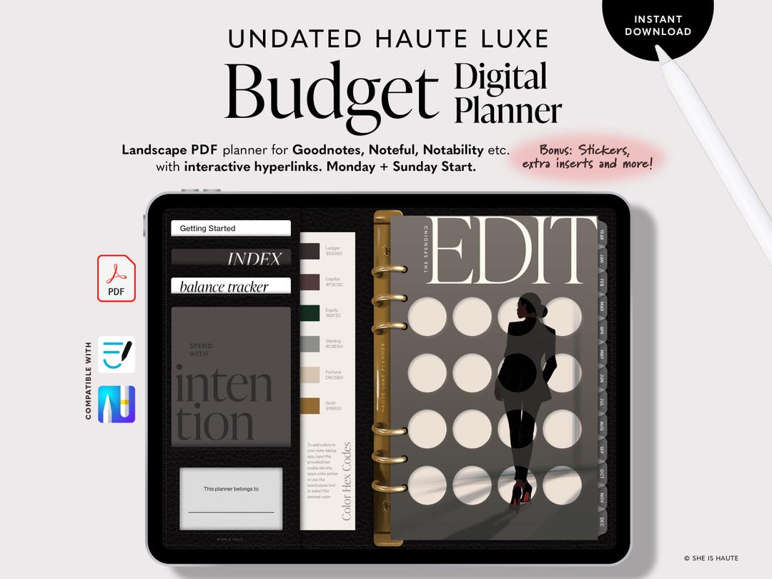 Undated Budget Digital Planner for Ipad, Goodnotes & Noteful ...