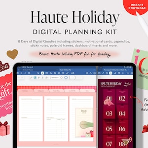 Holiday Digital Planning Kit for Goodnotes, Notability, Noteful | Holiday Digital Stickers | Hyperlinked Holiday Planning PDF File for iPad
