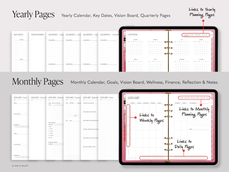 Undated Haute Luxe Digital Planner for Ipad, Goodnotes & Noteful ...