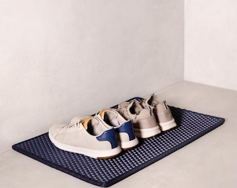 Custom Navy Boot Tray: Modern Entryway Shoe Mat, Mudroom Organizer