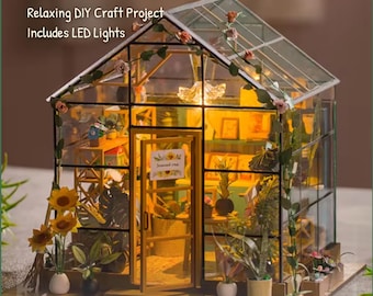 Sunflower Miniatur Gewächshaus Kit, DIY Blumenhaus Holzmodell (Maßstab 1:24)