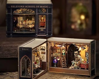 DIY Miniature Magic School Kit: Wooden Book Nook Craft Project