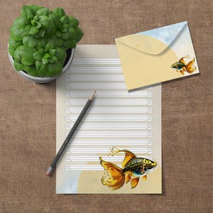 Cancelleria "Goldfish" - Carta intestata e busta fai da te su 4 righe
