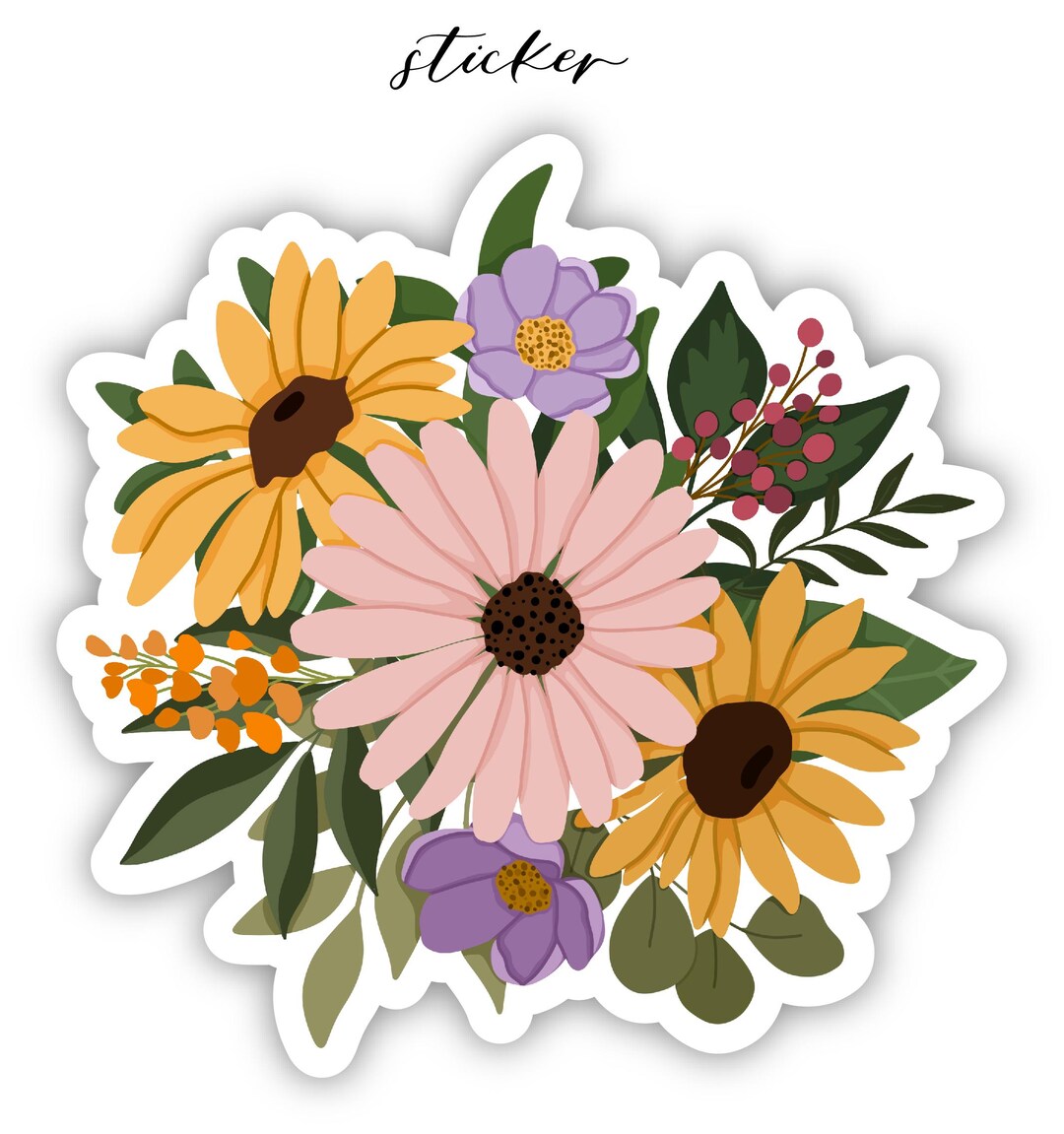 Floavour Poster Sticker Floral Stickers | Vinyl Water Bottle Stickers | Flower Laptop Sticker ...