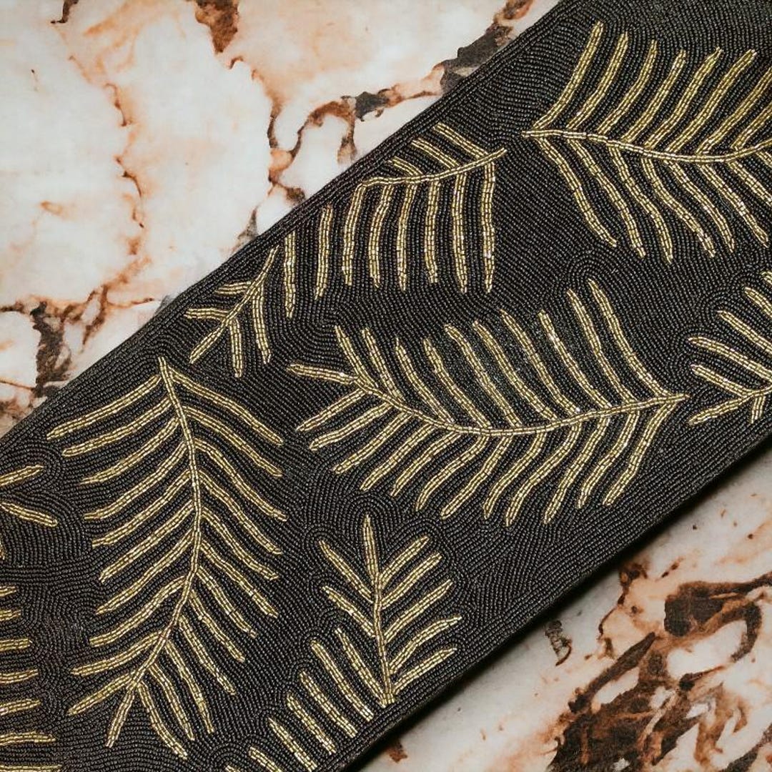 Handmade Black and Golden Beaded Table Runner 13x36inch - Etsy
