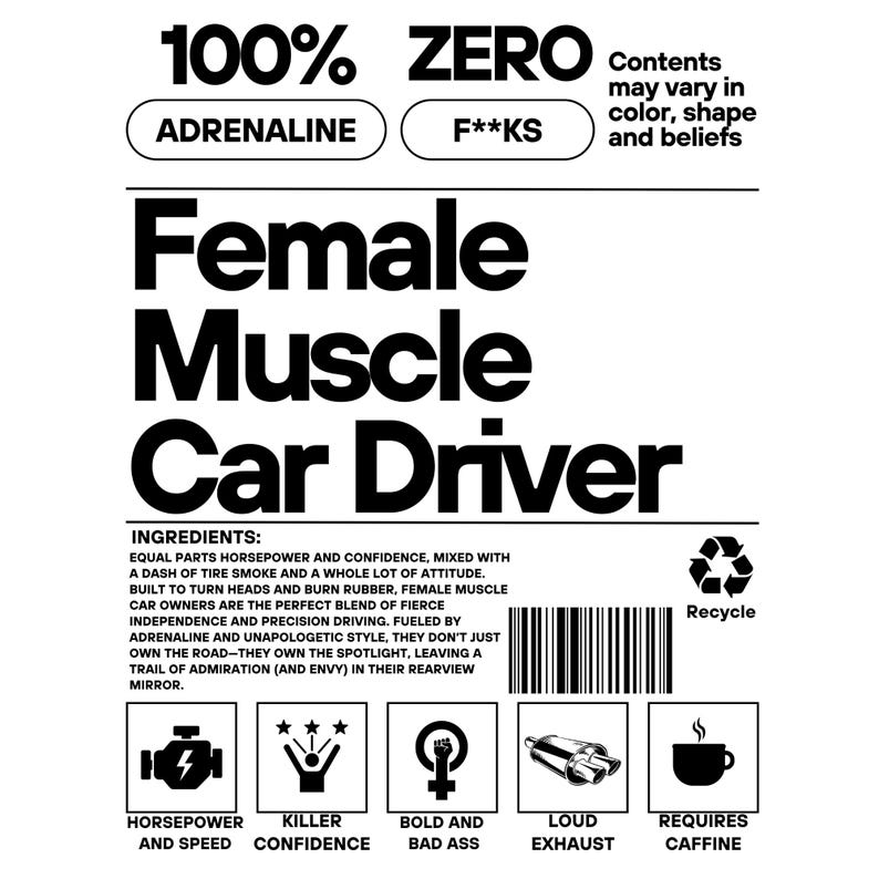 Female Muscle Car Driver T-shirt, Womans Racing Engine Tee, Unique Car ...