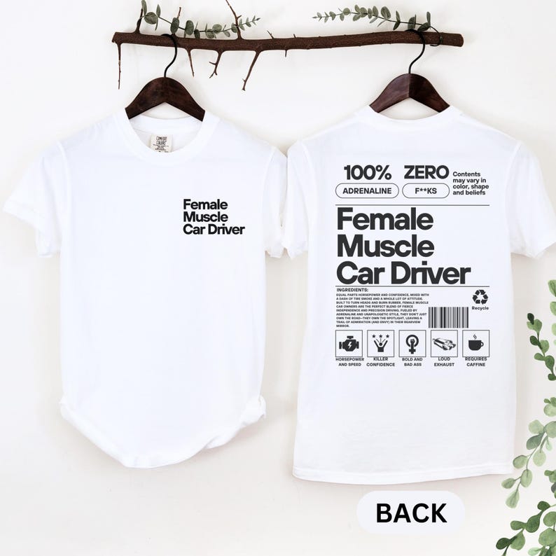 Female Muscle Car Driver T-shirt, Womans Racing Engine Tee, Unique Car ...