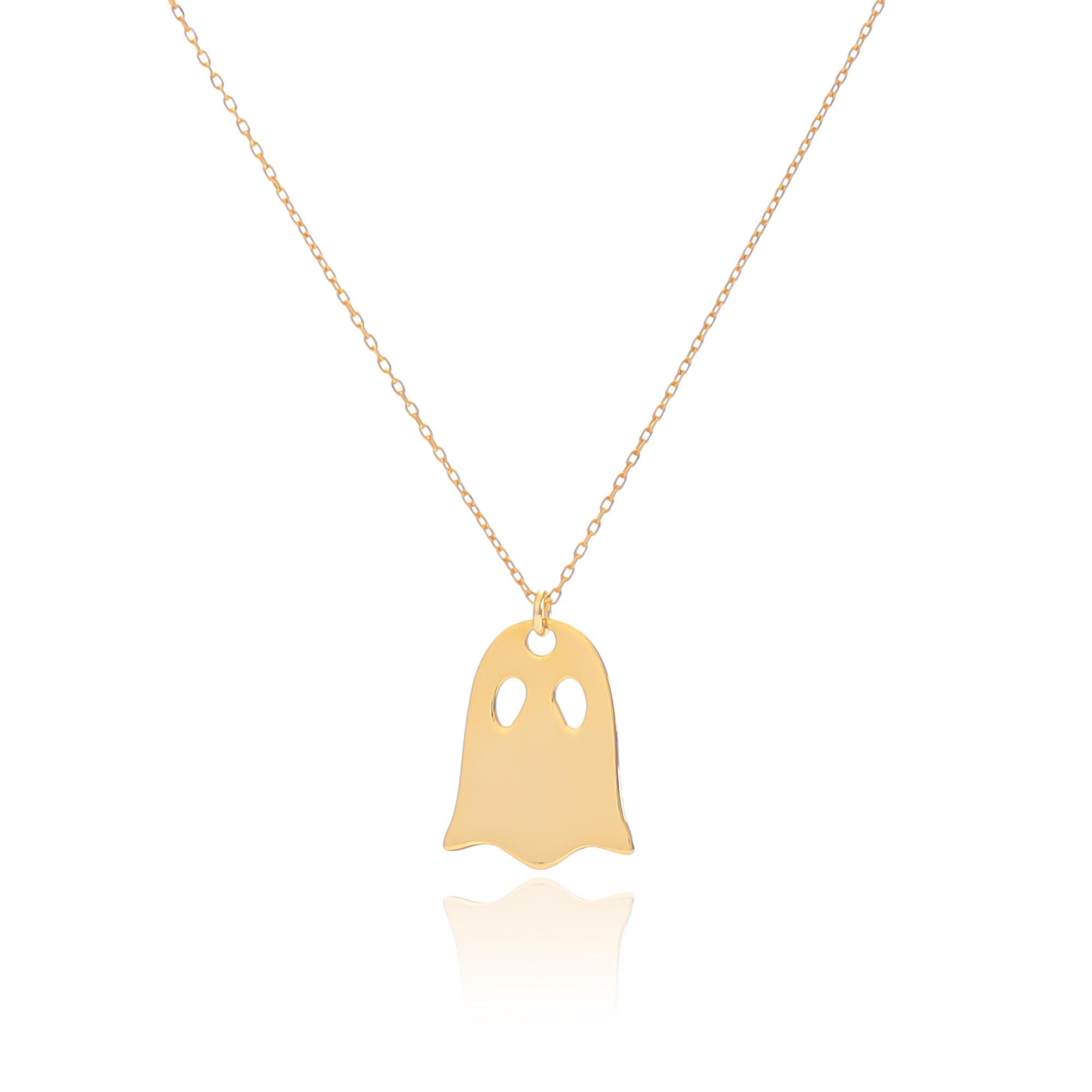 14K Gold Plated Silver Halloween Ghost Necklace: Spooky Protective ...