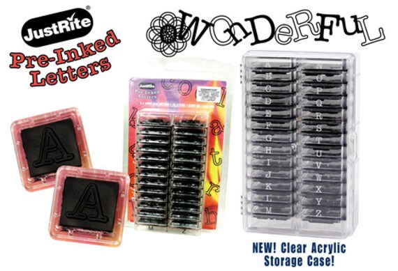 pre-inked alphabet stckable stampers with black ink