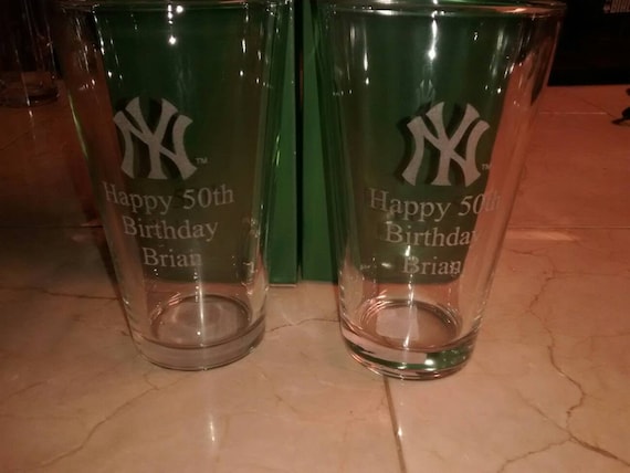 Personalized laser engraved pint glasses