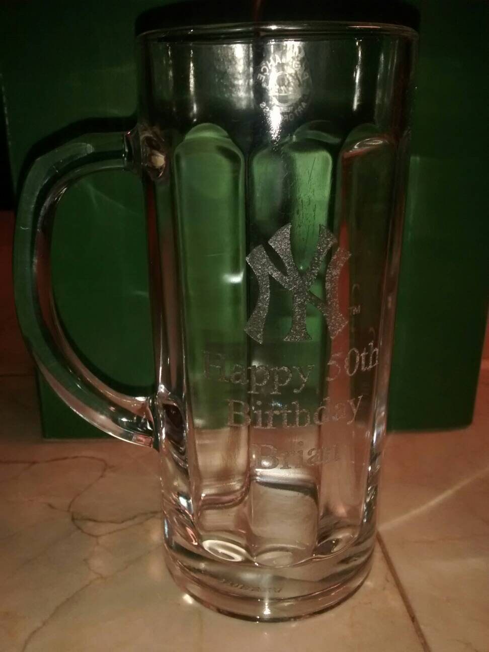 Personalized laser engraved pint glasses