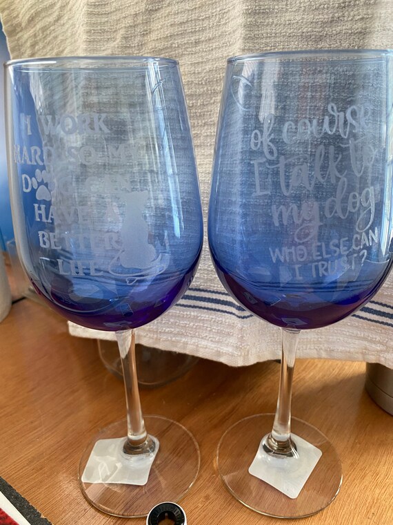 Large wine glasses laser engraved
