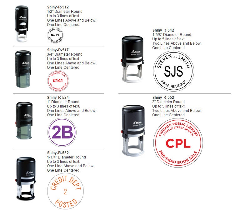 Shiny Printer R532 Custom Round Monogram Self-Inking Address/Initial Stamp  : : Office Products