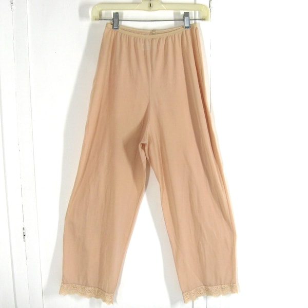 Vintage Vassarette Pettipants Ankle Length Beige Nylon Underneath It All Pants Liner Size 6, USA Made