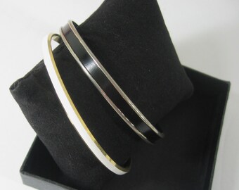 1950s Signed Vintage Bracelets Crown Trifari & Napier, Enamel Bangles Lot of 2, MCM Designers
