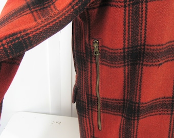 40s 50s Hunting Jacket Wool Buffalo Plaid Red & Black 40s 50s Hunting Jacket Wool Buffalo Plaid Red & Black