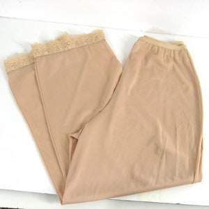 Nude Pettipants Ankle Length Vassarette Vintage Beige Nylon Bloomers, Underneath It All Pants Liner Size 6, USA Made