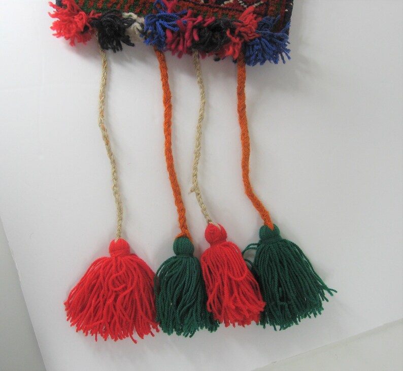 1960s Vintage Red Carpet Bag Purse, Handmade Original Hippie Oriental Rug Stash Pouch image 5