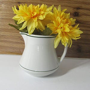 1950s Creamer Shenango Vintage Restaurant Ware G-14 White w/ Green Bands 4.5" Pitcher