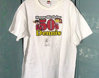 Vintage Dennis The Menace T Shirt 50th Birthday, 2001 New Without Tags, Large