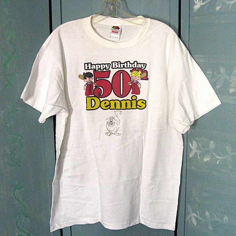 Vintage Dennis The Menace T Shirt 50th Birthday, 2001 New Without Tags, Large