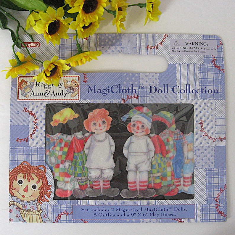 Vintage Magicloth Raggedy Ann & Andy Magnetized Doll Collection, New But Opened Set