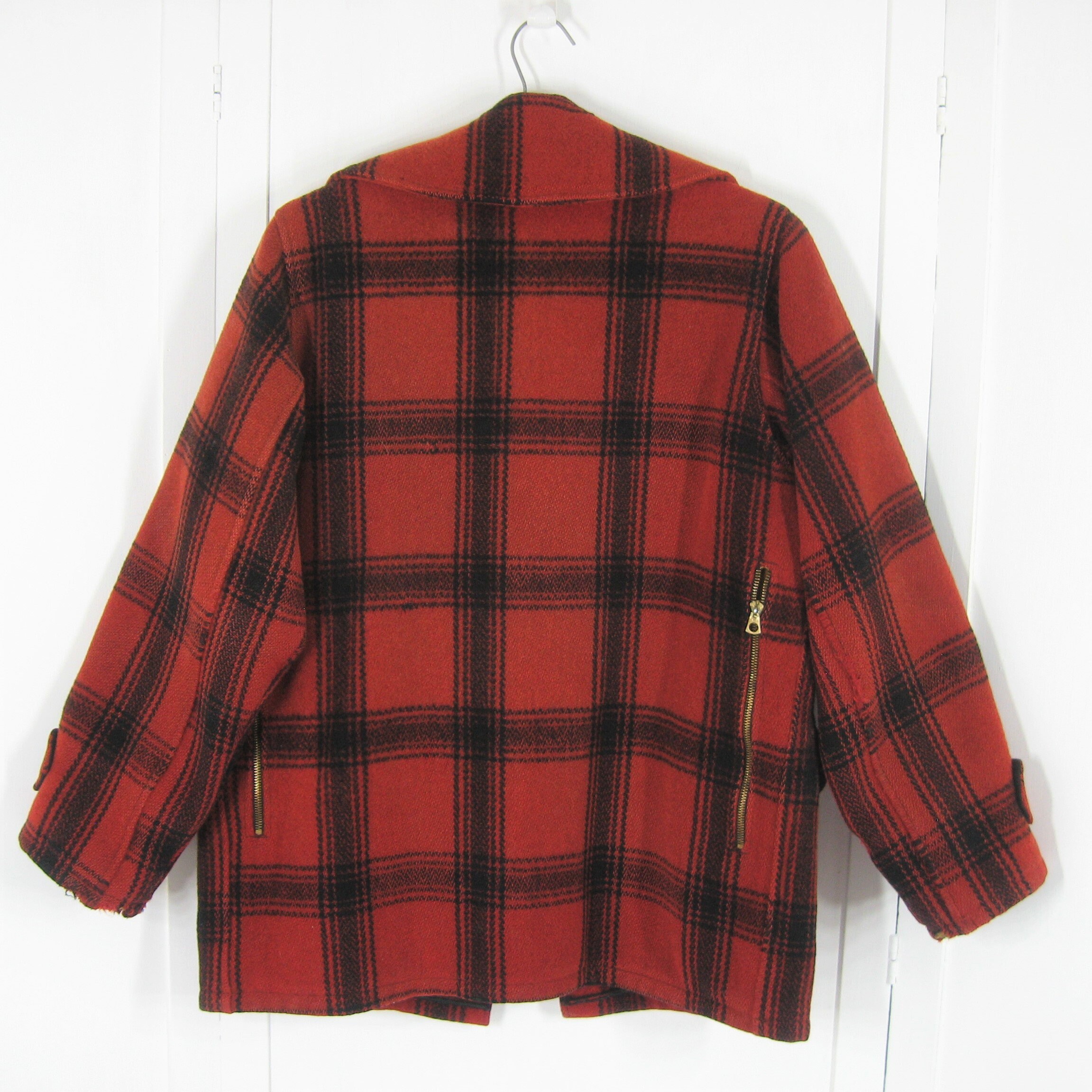 40s 50s Hunting Jacket Wool Buffalo Plaid Red & Black