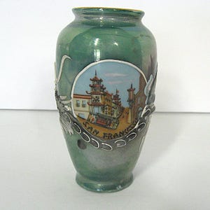 Vintage Moriage Dragonware Miniature Vase, Chinatown Souvenir EFCCO San Francisco Calif