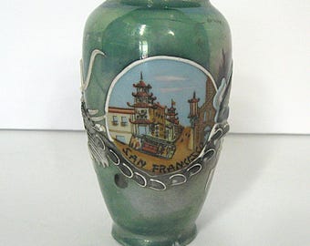 Vintage Moriage Dragonware Miniature Vase, Chinatown Souvenir EFCCO San Francisco Calif.