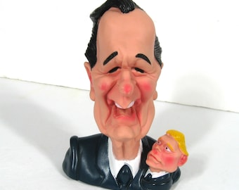 Vintage George HW Bush & Dan Quayle Rubber Squeaky Toy, 1989 Political Caricature Spitting Image Collectible