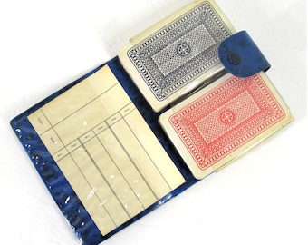 Vintage Double Deck Sealed Playing Cards Set In Vinyl Storage Case, 1970s Travel Game