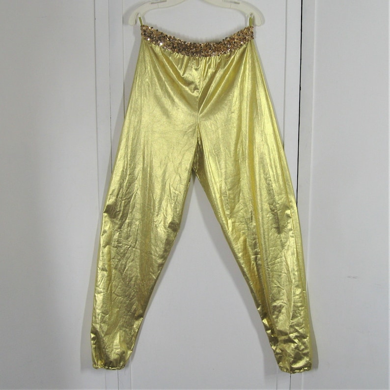 gold lame pants