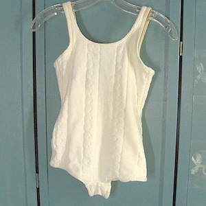 Girls Vintage Swimsuit White Stretch Nylon One Piece1960s Dive-ettes Child Bathing Suit Size 12 Chest 24