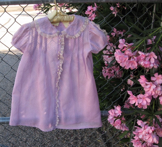 Childs Dress 30s Vintage, Lavender Dotted Swiss Co
