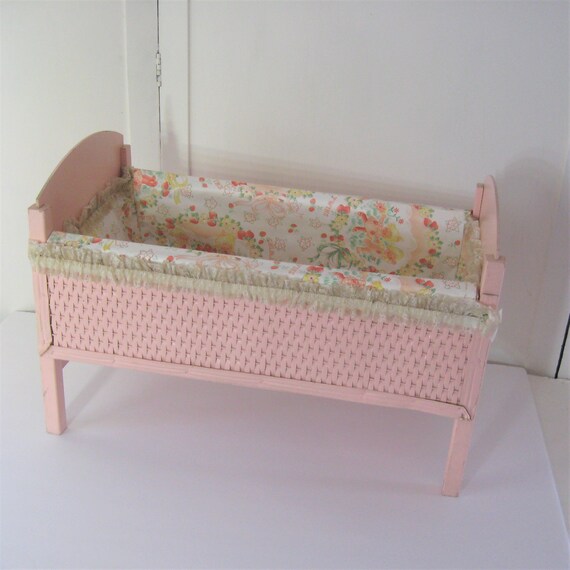 50s Baby Doll Bed The Berry Twins Vintage Pink Wicker & Wood Etsy