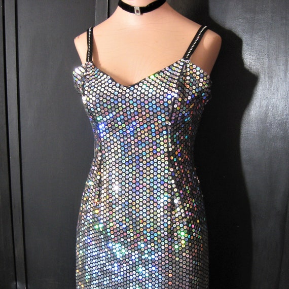 90s Sequin Evening Dress Rainbow 