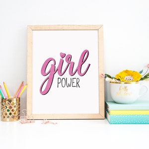 Girl Power Wall Art, Feminist Sign, Empowerment Print, Teen Room Decor, Who Run The World, Gamer Girl, Gift For Girls, Digital Print